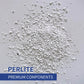 Perlite soil component for plants and propagation. Lightweight volcanic mineral that improves aeration, drainage, and root development in potting and propagation mixes.