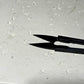 Close-up of pruning scissors blades on neutral background, sharp stainless steel tool for detailed plant trimming