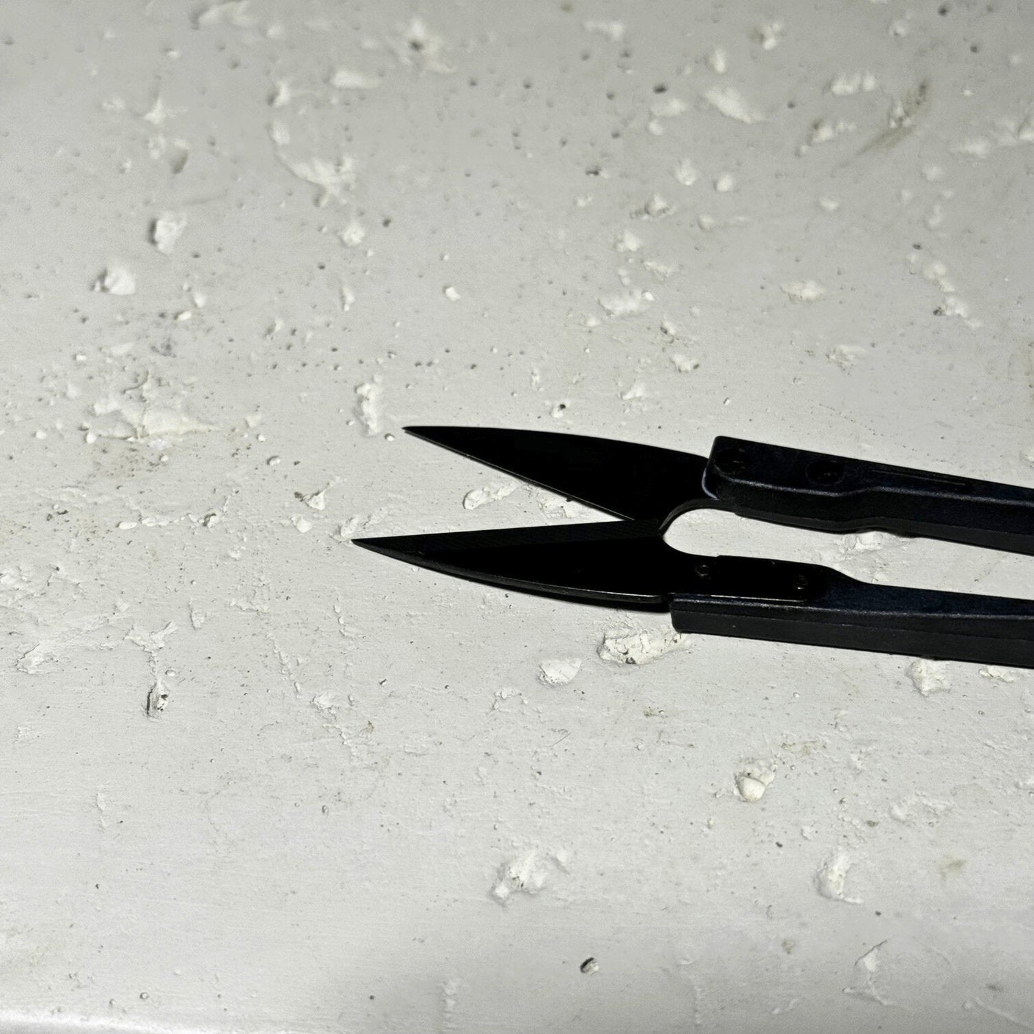 Close-up of pruning scissors blades on neutral background, sharp stainless steel tool for detailed plant trimming