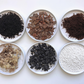 A ingredient makeup of Birdy's Plants Premium Anthurium Soil Mix including activated horticultural charcoal, orchid bark, sphagnum moss, coarse perlite, worm castings, and coco coir.