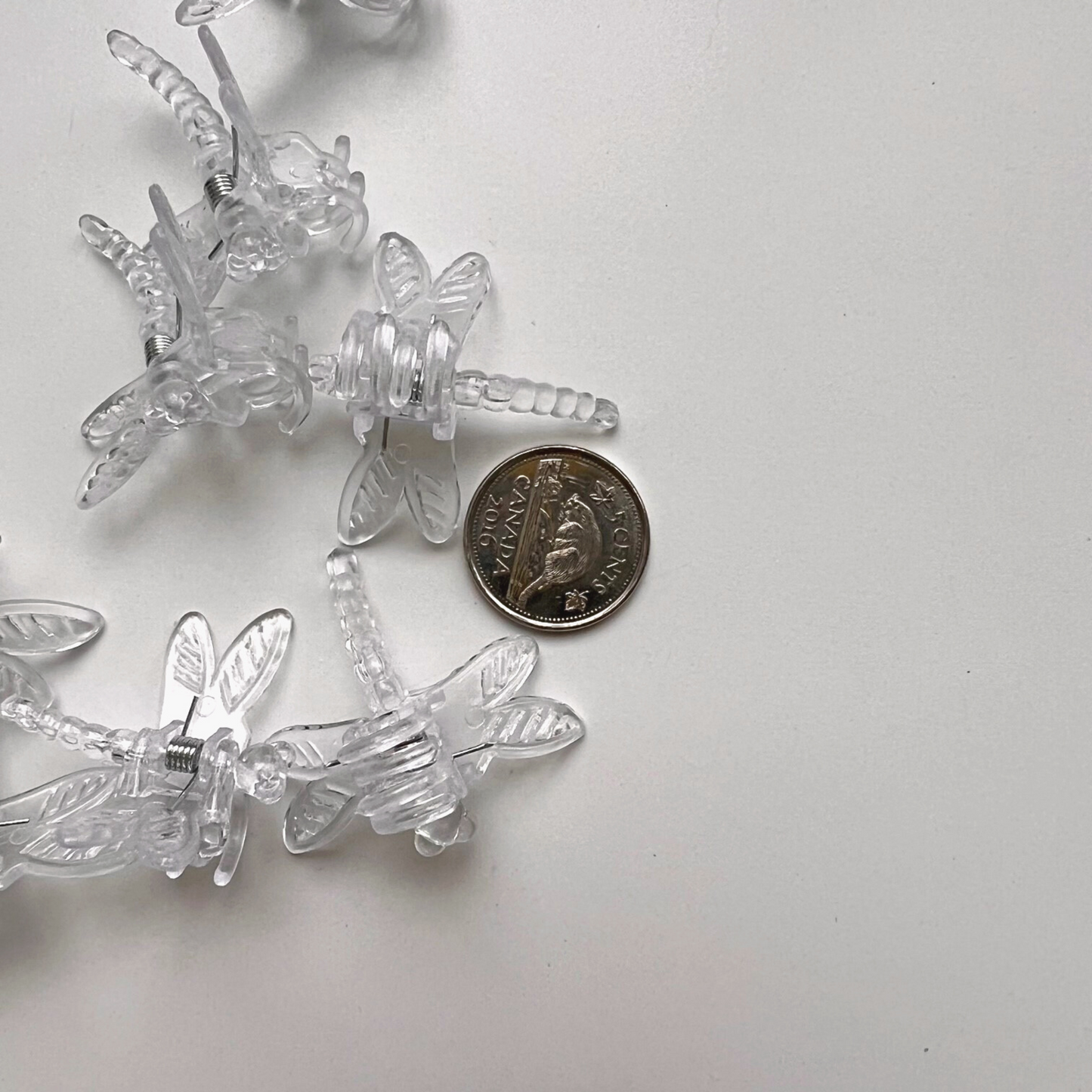 Our dragon fly clips beside a 5 cent coin